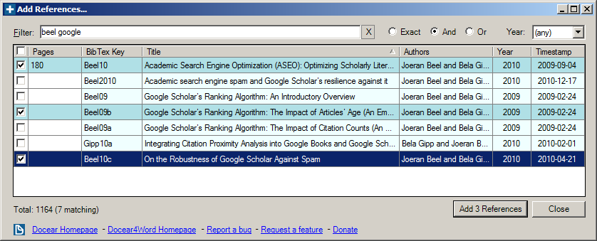 Docear4Word: Add BibTeX reference in Microsoft Word Docear4Word: Add BibTeX reference in Microsoft Word