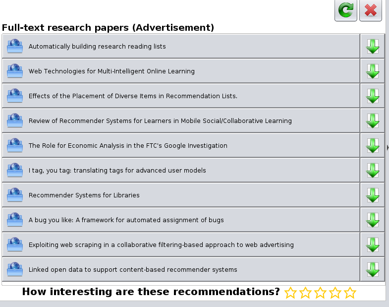 rate a literature recommendation set rate a literature recommendation set
