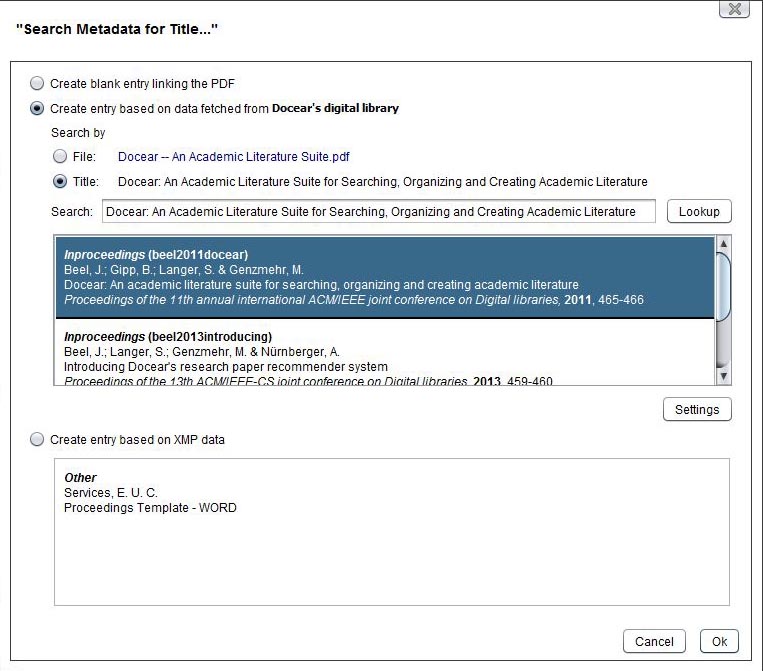docear metadata extraction